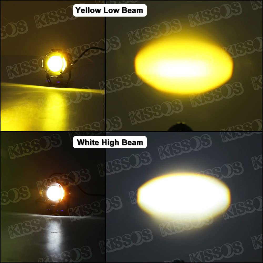 Универсальные светодиодные фары и противотуманные фары для мотоциклов, переключаемые белый/желтый, 12 В, комплект из 2 штук