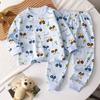 Kids Boys Girls Warm Pajamas Cute Cartoon Long Sleeve T-Shirt + Pants Toddler Baby Autumn Underwear Clothing Sets