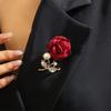 Брошь из искусственной жемчужной ткани в виде розы, искусственный цветок, брошь-булавка для женщин, стразы, лацкан, аксессуары для одежды, пальто, шляпа, сумка