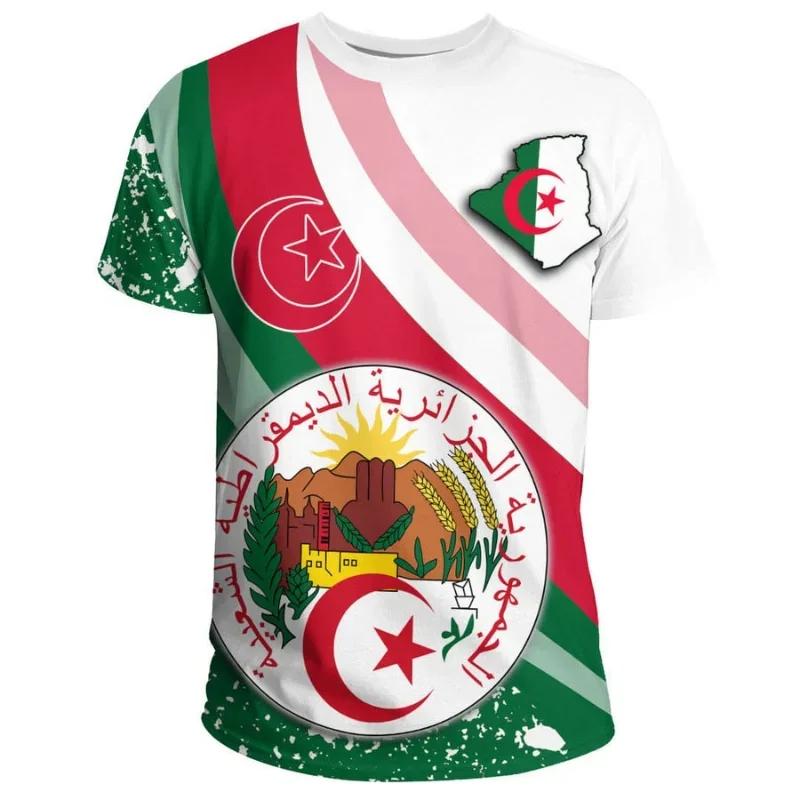 Men Algeria Flag 3D Print T‑shirt Summer Loose Casual Sports Short Sleeve Tee