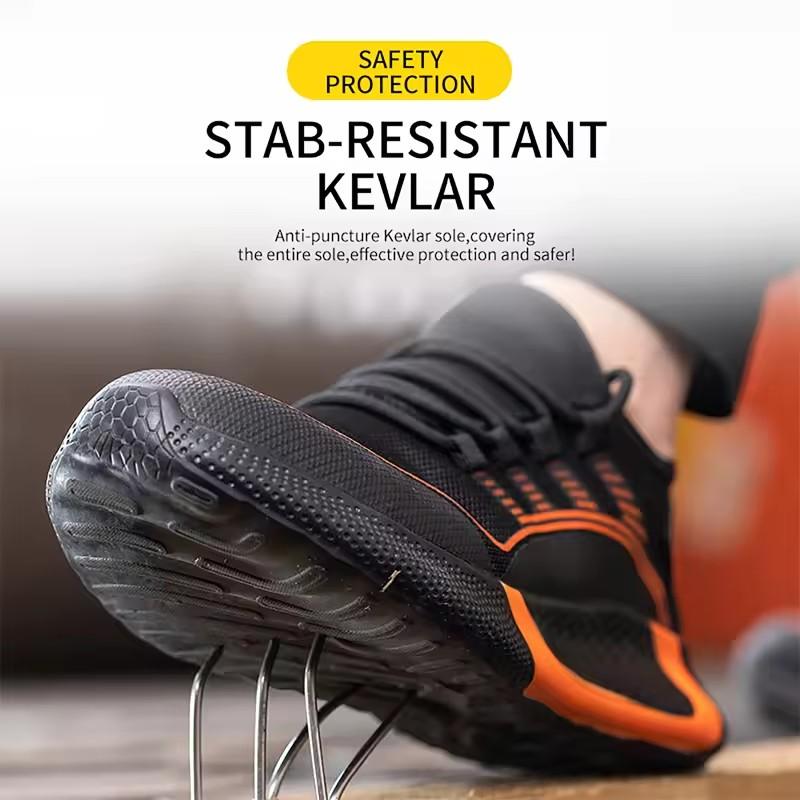 Large Size 50 Fashion Safety Shoes Men Anti-Smash Steel Toe Cap Puncture Proof Indestructible Shoes Breathable Sneaker Work Shoe