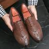 Men's Shoes Large Size Leather Shoes Men's Embossed Crocodile Pattern British Casual Shoes Large Size Pointed Youth Trend Small Leather Shoes