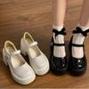 Женские туфли Мэри Джейн из кожи на толстом каблуке: Весна 2025 Ретро Круглый Носок на Толстой Подошве и с Увеличением Высоты.