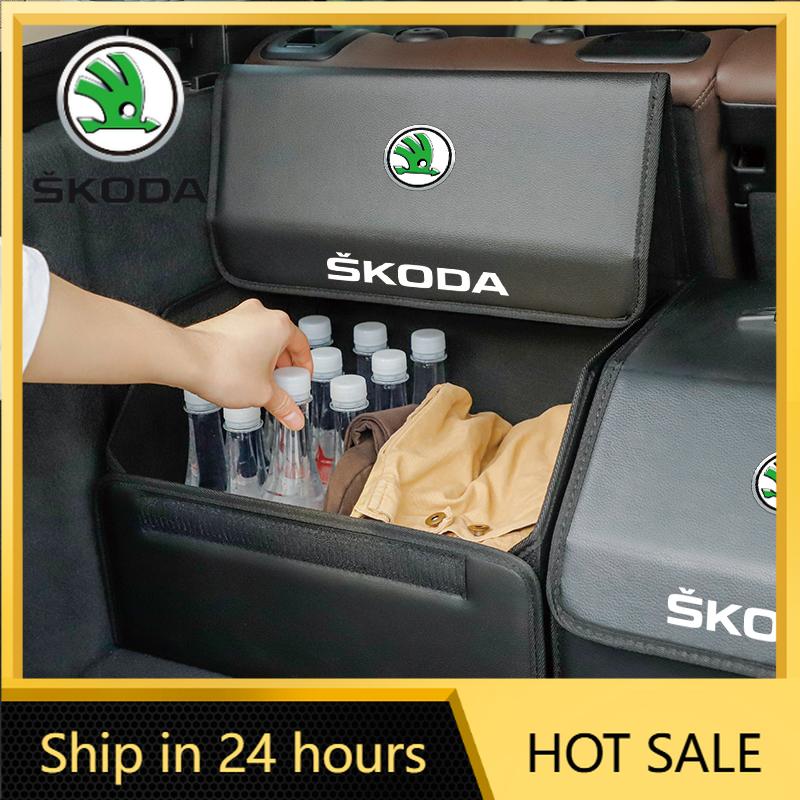 AAAJI1 2026 Горячая для автомобиля SKODA Сумка-органайзер в багажник Кожаный ящик для кемпинга Складной для Skoda VRS Octavia Superb Rapid Kodiaq Karoq Fabia K