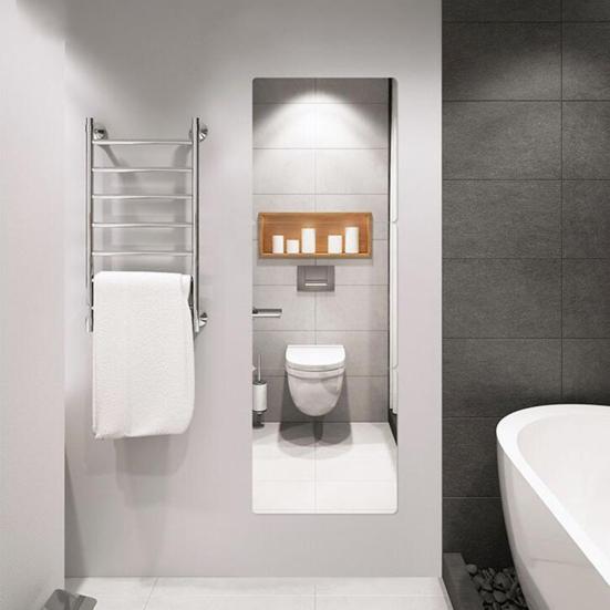 4Pcs Full Length Mirror Tile Sticker Self Adhesive Easy To Install Waterproof Removable Large Full Body Mirror Set