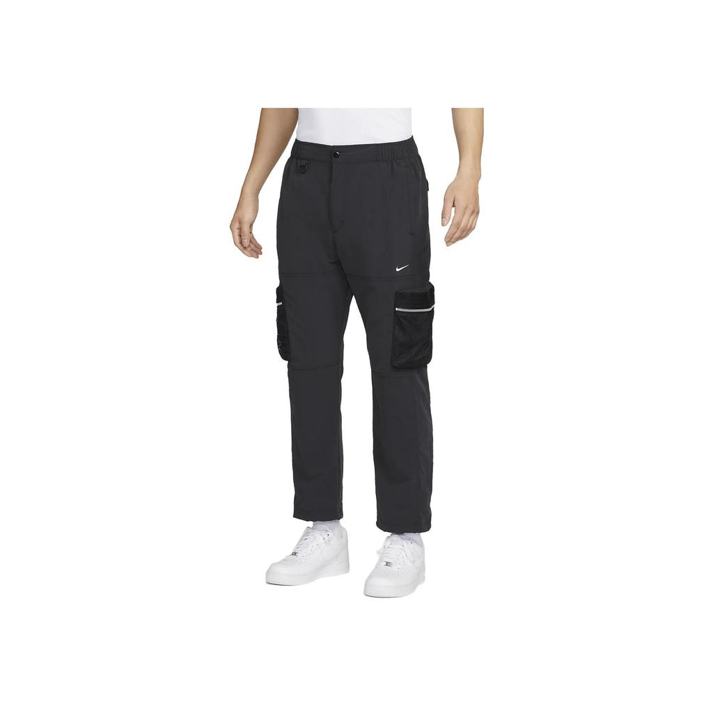 Nike Premium Solid Color Zip Pocket Straight-Leg Cargo Pants Men Bottoms Black DX7857-010