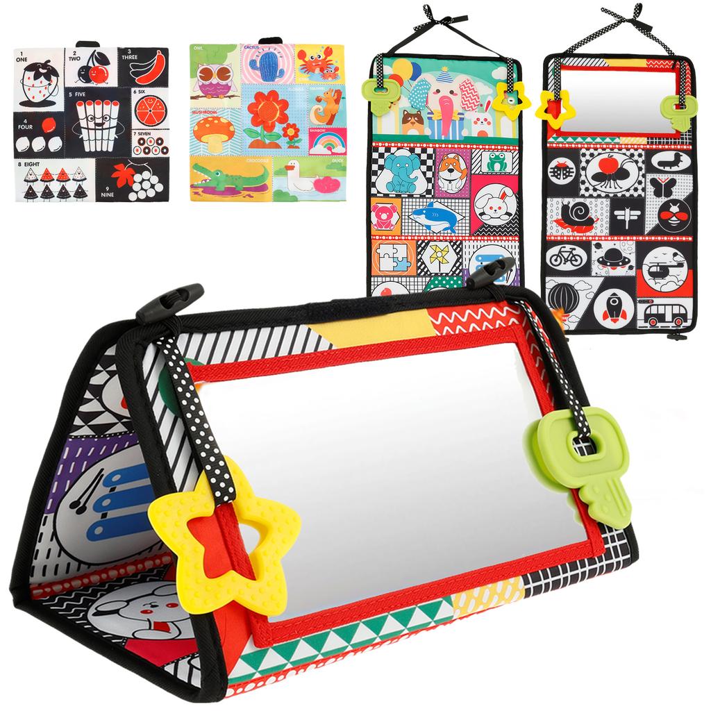 Тканевое зеркало для выкладывания на животик, развивающая когнитивные навыки игрушка, детское зеркало для выкладывания на животик, съемная песочная книжка, игрушка для выкладывания на животик, складная для младенца