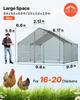 Large Metal Chicken Coop, 3 x 3 x 2 m, Walk-in Chicken Run House with Waterproof Cover and Sturdy Frame, Spire Roof Poultry Cage Duck Pen for Rabbit