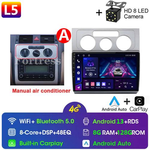 10-дюймовый GPS-навигатор Android Auto для Volkswagen Touran 1 2003 - 2010 Автомобильный радиоприемник Видео Мультимедийный проигрыватель 4G BT Wireless CarPlay