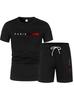 Summer 2025 Men's Loose Fit Letter Print T-shirt and Shorts Set