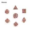 7 Pcs Silver Red Octopus Metal Dice Hollow Metal Polyhedral Dice Set Suitable for Role-Playing RPG  Board Game Card Game