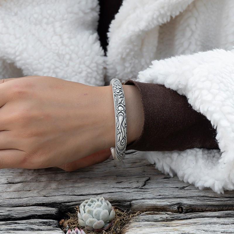 Браслет из стерлингового серебра в форме подковы, мужской и женский открытый серебряный браслет, ножной серебряный браслет, ретро-мастерство