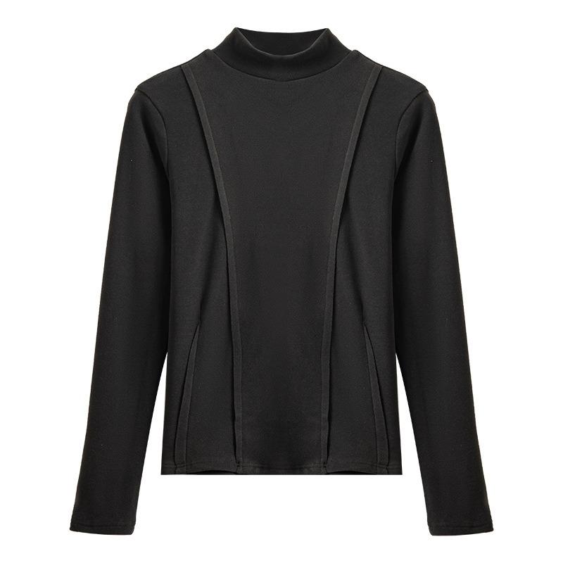 Women's Fall and Winter Half High Neck Bottom Slim Long Sleeve Top