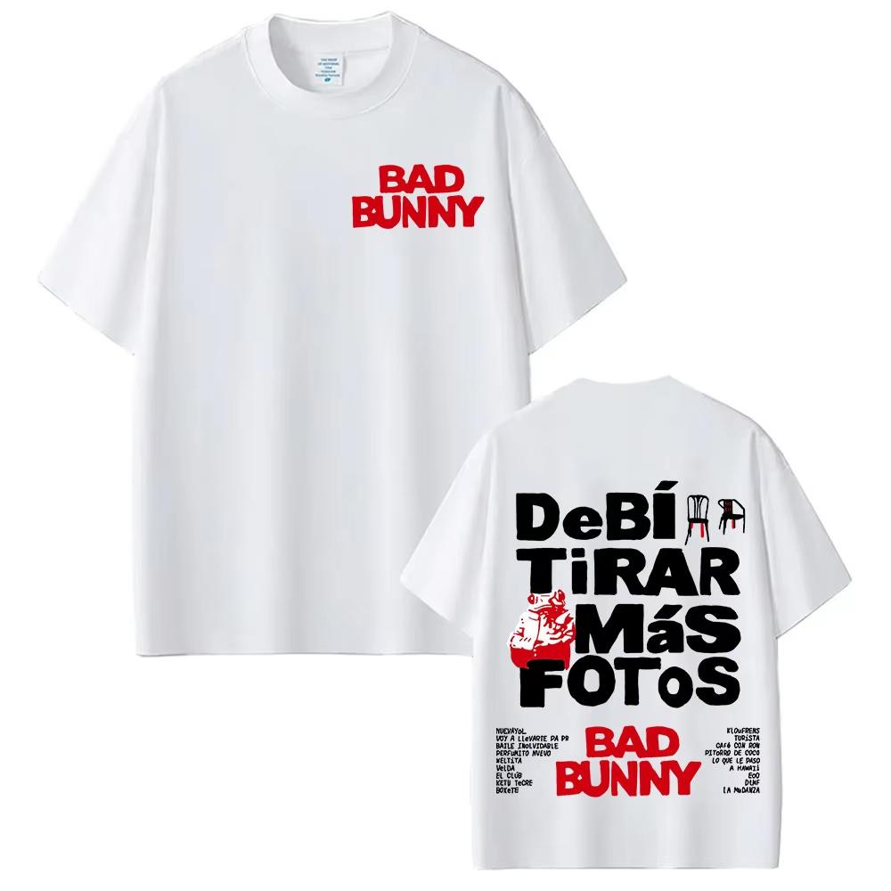 Тур Bad Bunny Debi Tirar Mas Fotos DTMF Мерч Футболки Мужская Мода Поклонники Поп-Музыки Подарок Футболка с коротким рукавом