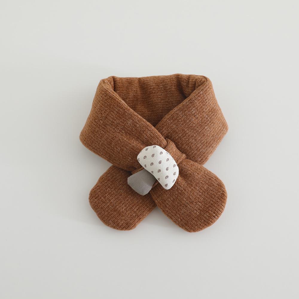 New Autumn Winter Cross Baby Scarf Children Cute Cartoon Thickened Warm Scarves Boys Girls Kids Soft Cotton Neck Ring Scarf
