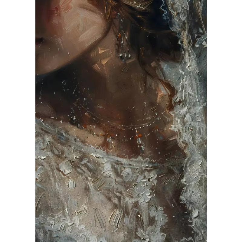 Dark Victorian Elegant Woman Lace Veil Posters Canvas Printing White Skirt Wedding Dress Bride Vintage Wall Art Room Home