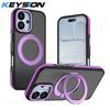 KEYSION Matte Translucent Magnetic Phone Case for MagSafe for iPhone 17 Pro Max 17 Air 360° Rotating Ring Stand Shockproof Cover