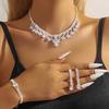 Свадебные украшения Циркон Сверкающий Страз Ожерелье Серьги Комплект Модный Браслет Серьги Набор из трех предметов Женский