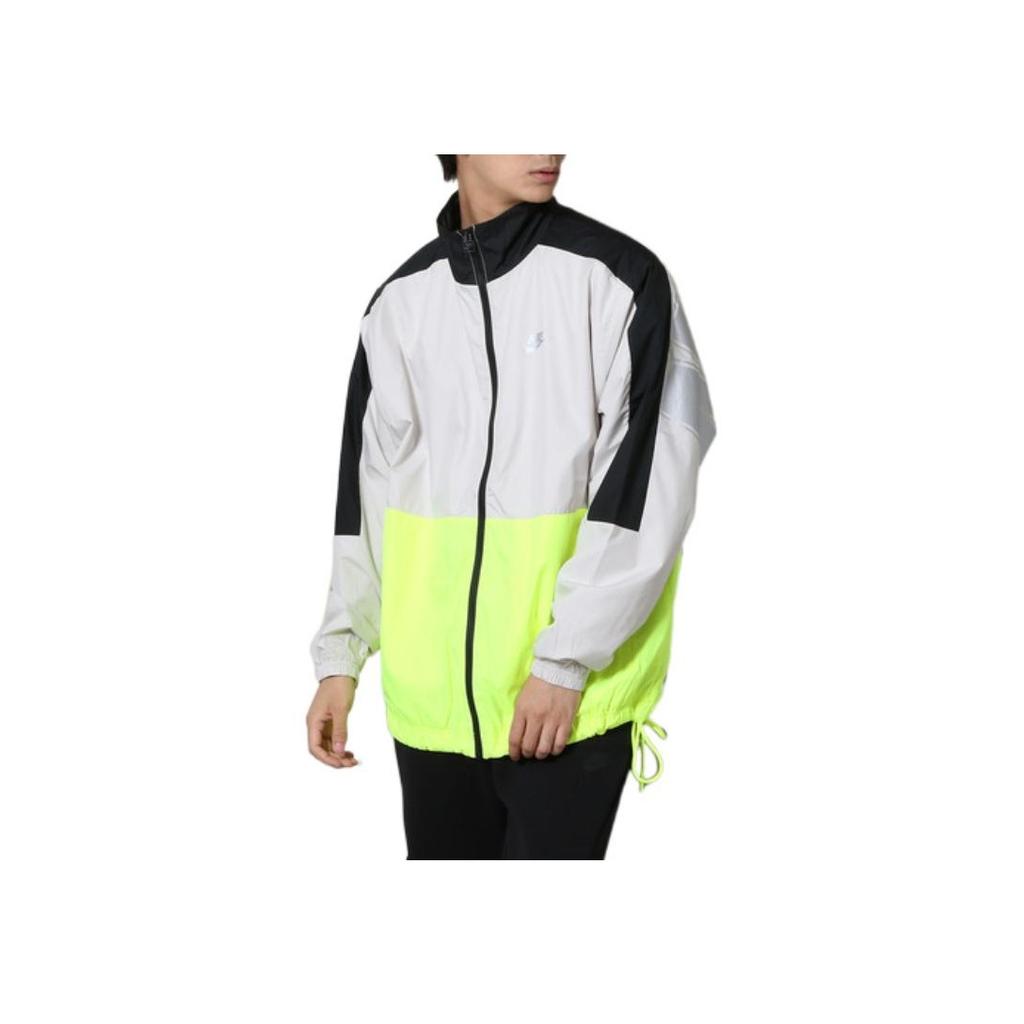Nike Color Block Logo Print Stand Collar Zip Long Sleeve Jacket Men jackets Gray CQ0247-011