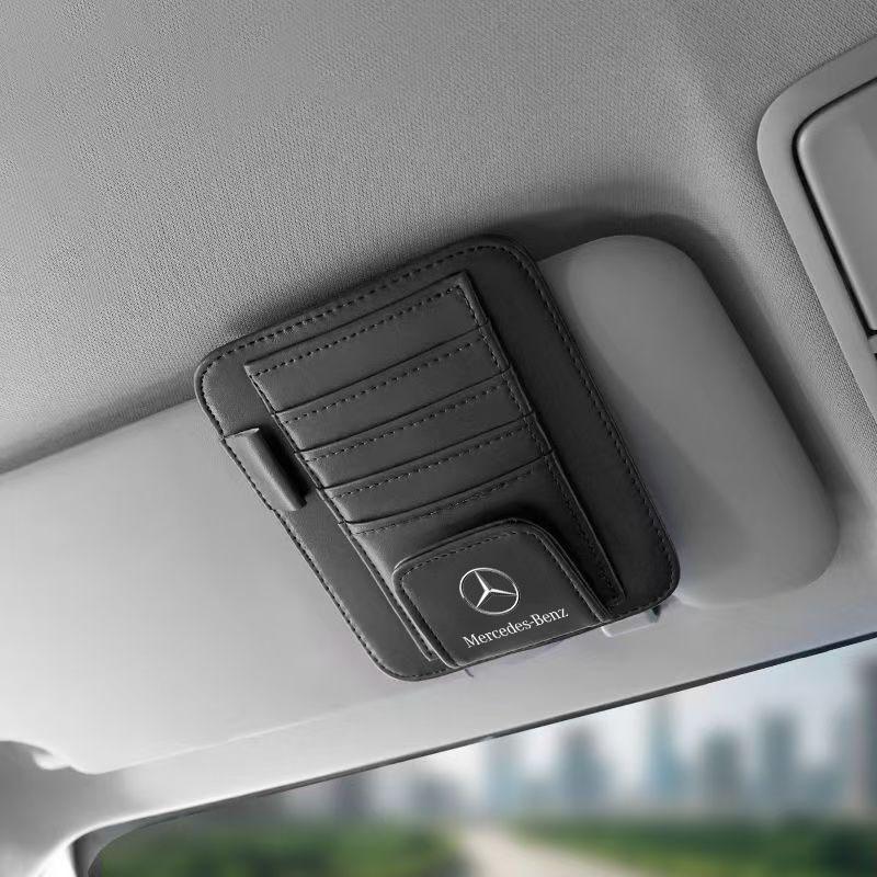 Car PU Leather Sun Visor Sunglasses Ticket Card Storage Bag For Mercedes Benz A B C E S Class CLA CLS SLK GLA GLC GLB GLK AMG W2