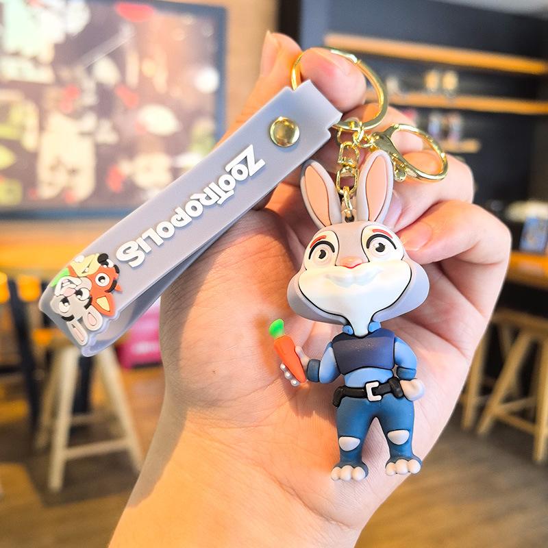 Cute Zootopia Keychain Pvc Cartoon Character Judy Nick Chief Bogo Keyring Hanging Couples Bag Decoration Festival Gift