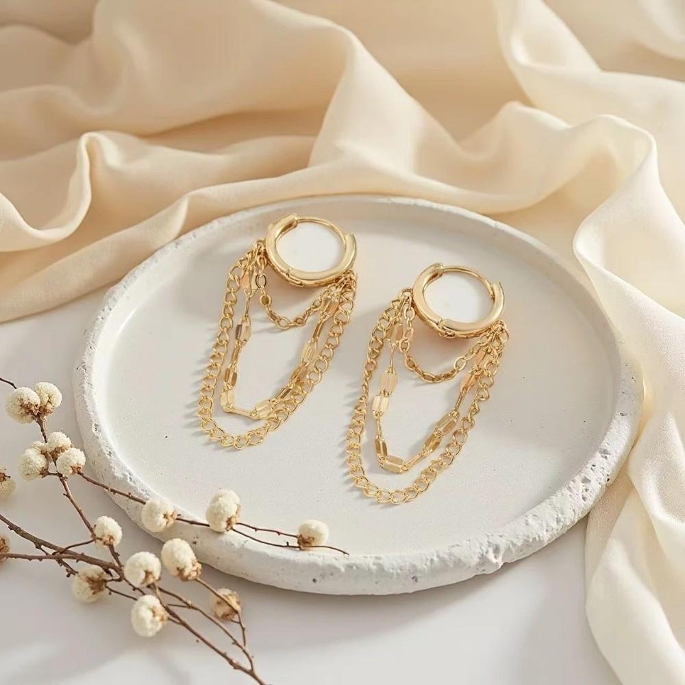 Tassel Chain Earrings Hypoallergenic Ear Cuff Temperament Hoop Earrings  Daily Wear