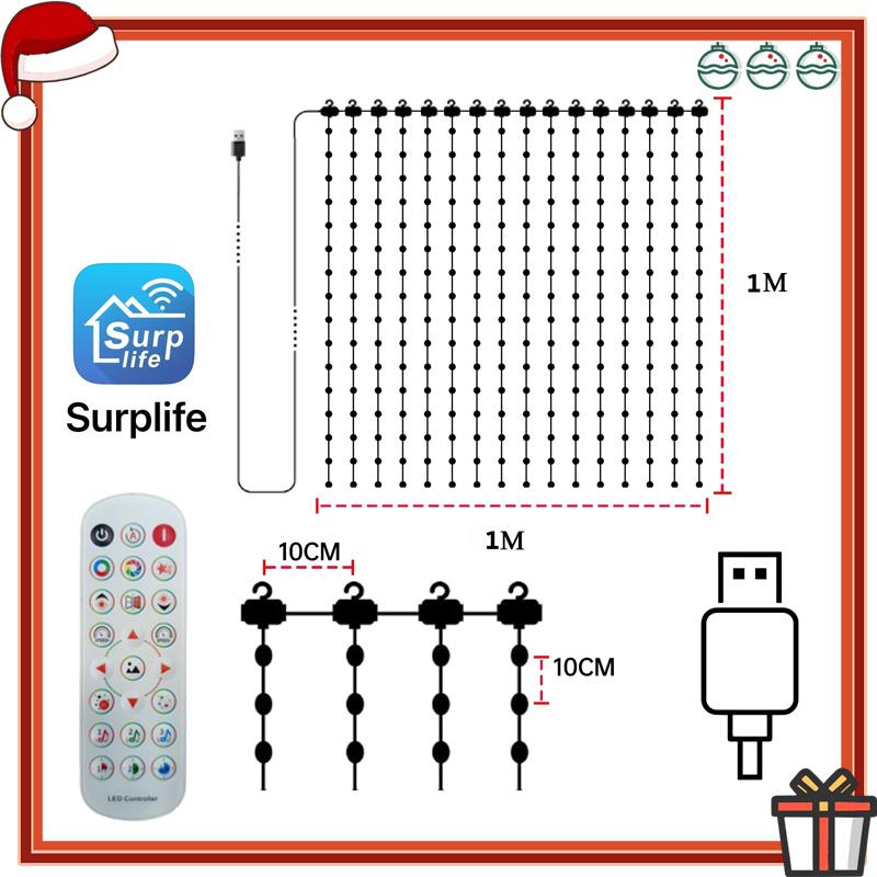 Smart Curtain Lights LED String Lights DIY Dynamic Pattern Music Sync Timer App Remote Control for Bedroom Christmas Party Decor