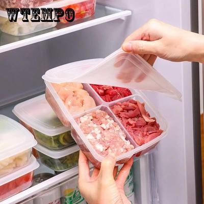 2/4/6 холодильник-органайзер для хранения свежих продуктов, пластиковый контейнер для обеда в микроволновой печи, герметичная портативная перегородка, ящик для хранения фруктов, мяса, 4 отделения