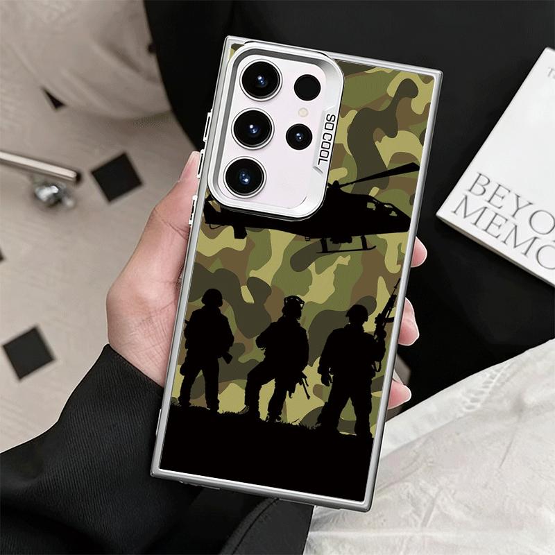 Camouflage Military Pattern Soft Phone Case for Samsung Galaxy S24 S25 FE S26 Edge S23 Ultra S22 Plus S21 + Shockproof Cover Bac