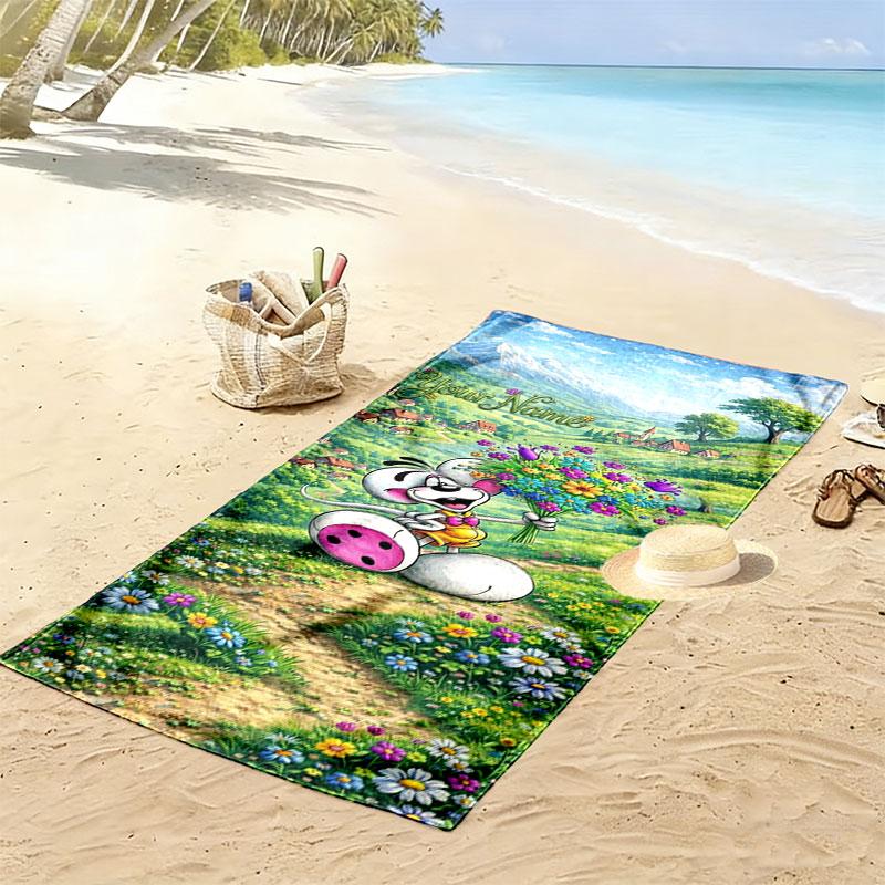 Diddl Custom Name Print Beach Towel, Large Soft Quick Dry Towel for Beach Camping Swimming