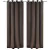 Blackout Curtain - vidaXL - 2 Pcs - 135x175 Cm - Brown - Metal Eyelets