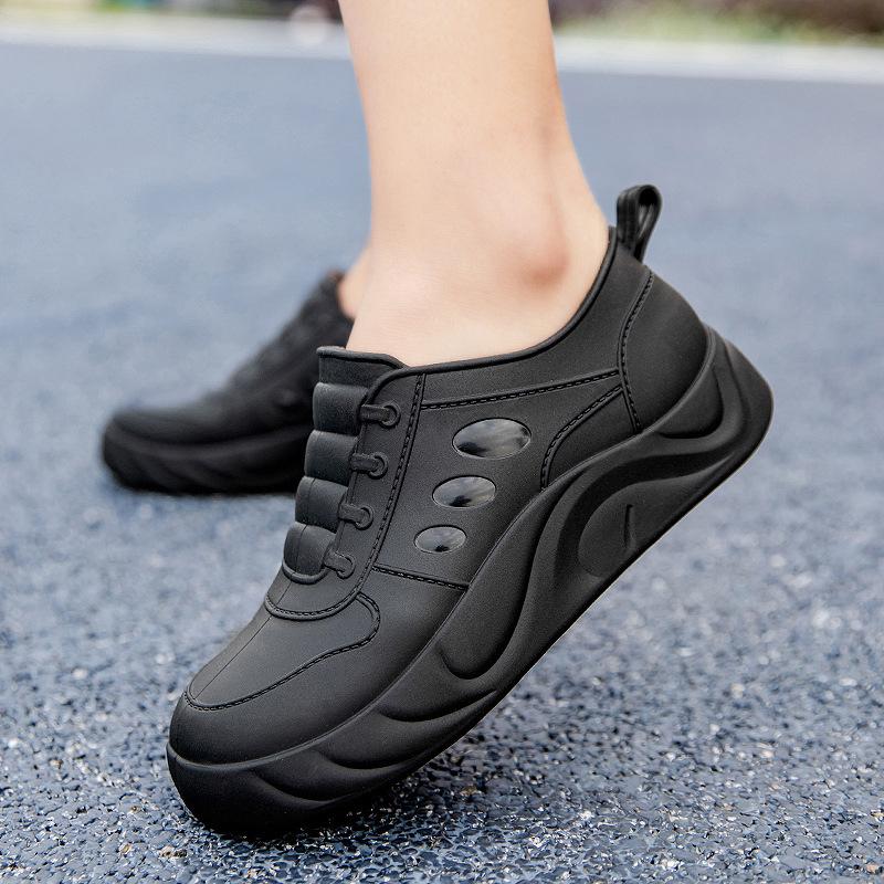 Увеличивающие рост дождевые сапоги женские водонепроницаемые бархатные короткие трубчатые новые нескользящие и износостойкие дождевые сапоги модные кухонные резиновые туфли рабочие