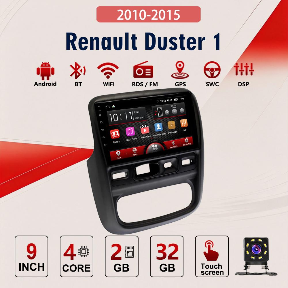 2Din Android Car-Play Car Radio,Renault Duster 1 2010-2015,Multimedia Player Head Unit Stereo GPS Navigation BT WIFI,2+32GB
