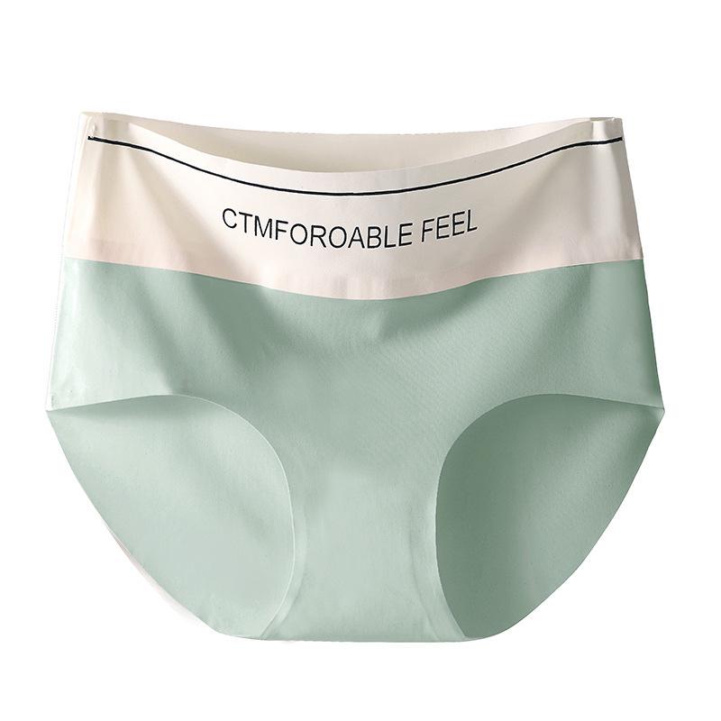 High Elastic Women's Colorblock Mulberry Silk Seamless High Waist Panties - Breathable, Antibacterial, Skin-Friendly.