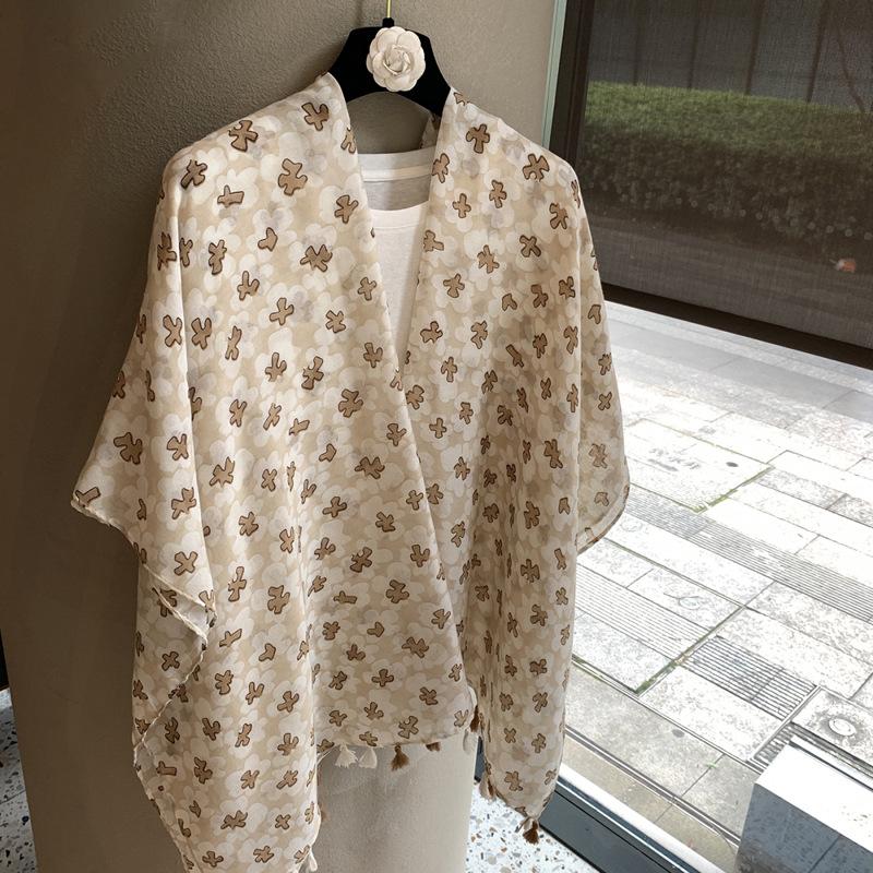 Spring And Summer Small Fresh Soft Cotton And Linen Feel Long Scarf Female Literary Su Ya Love Fringed Silk Scarf Shawl
