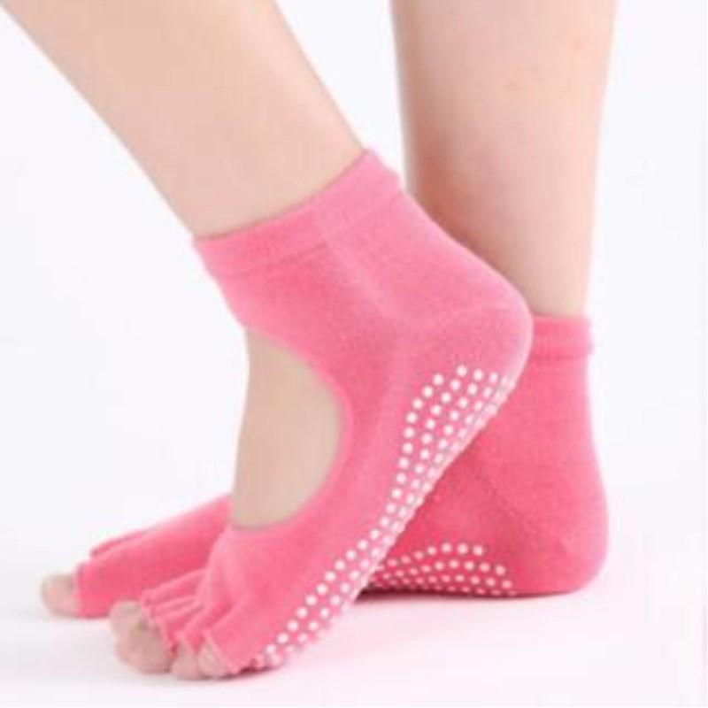 Женские носки для йоги, противоскользящие силиконовые нескользящие носки с пятью пальцами и открытой спиной, 5 пальцев, балетные носки для тренажерного зала, фитнеса, Spo