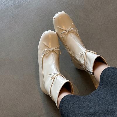 Внутреннее увеличение высоты с ботинками на танкетке женские 2025 зима новые круглый носок темперамент Мэри Джейн короткие ботинки эластичные ботинки