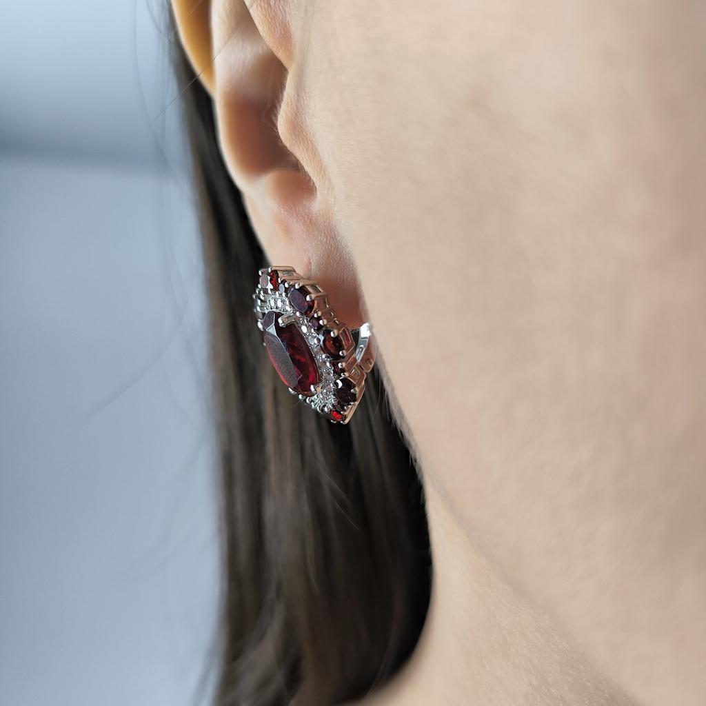 Серебряные серьги с искусственным гранатом nano 10.755ct, гранатом (60002406)