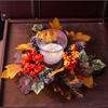 Candle Holder Wreath Decorative Harvest Table Centerpiece Wreath Berry Pinecone Wreath Thanksgiving For Seasonal Holiday Display