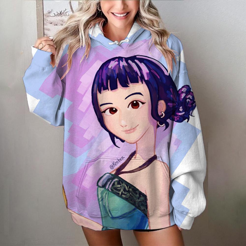 Женский свитшот с принтом KPop Demon Hunter, мягкий, повседневный, свободный, в стиле ретро, женская толстовка 2025