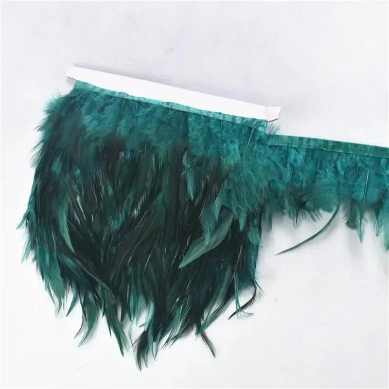 10Meters Saddle Pheasant Feathers Fringe for Clothes Ribbon Cock Feather Trim Flecos Tassel Needlework Decoration Sewing Decor