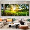 Natural Scenery Sunset Under a Tree HD Pictures Canvas Painting Green Forest Posters Landscape Pictures for Living Room Decor
