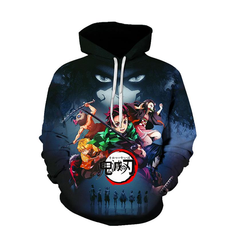 Толстовки с 3D-принтом, аниме-толстовки с капюшоном Demon Slayer, детские новинки, унисекс, топы, удобные, осенне-зимние, с длинным рукавом, пуловер