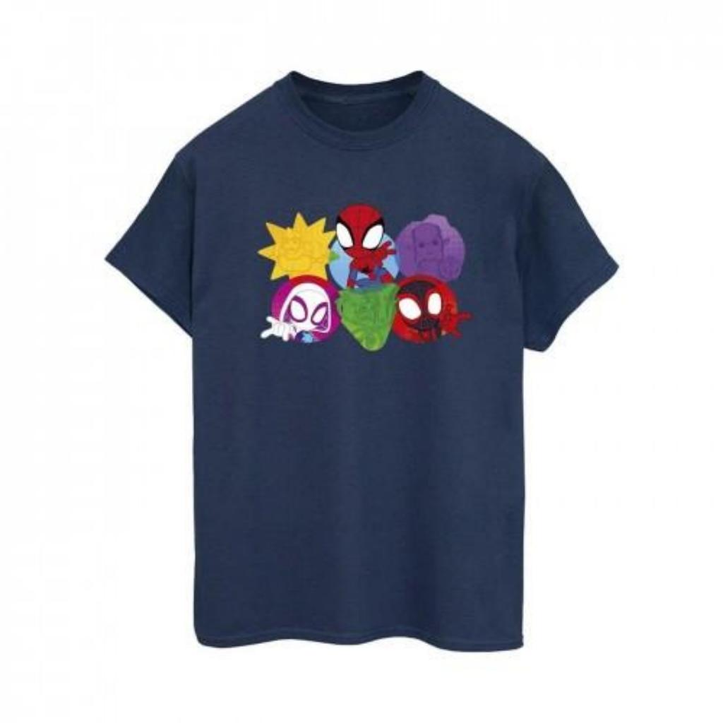 Marvel Womens_Ladies Spidey And His Amazing Friends Faces Cotton Boyfriend T-Shirt