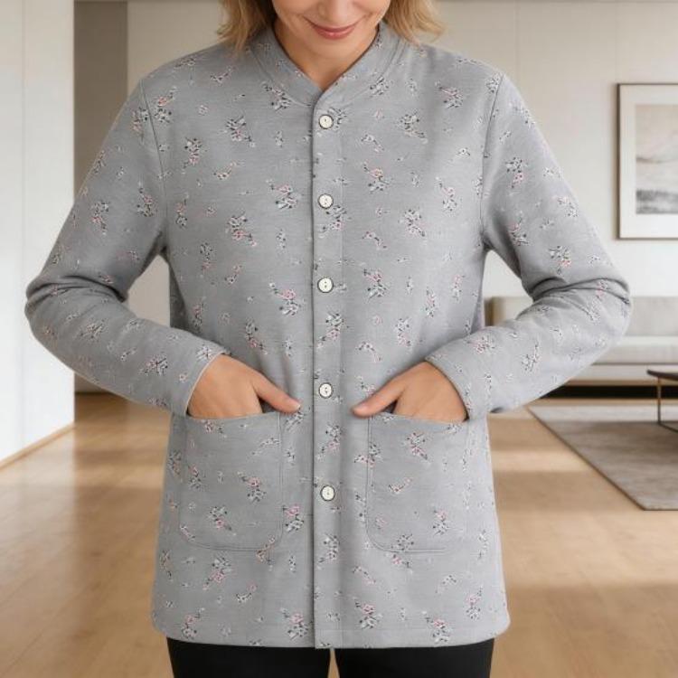Women's Cardigans - Womens Floral Print Cotton Shirt Long Sleeve Button Down Shacket Lightweight Jacket with Pockets Women Casual Spring Fall