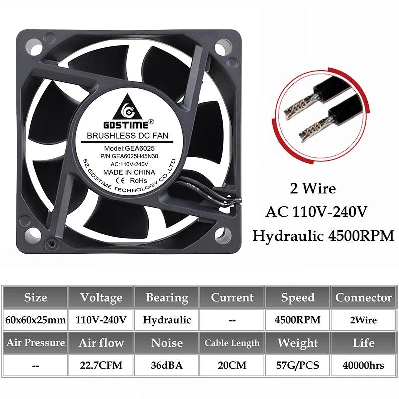 1Pcs Gdstime EC Axial Fan 60mm 80mm 90mm 120mm PC Dual Ball Brushless Fan Cooler AC 110V 120V 220V 230V 240V Computer Case Fan