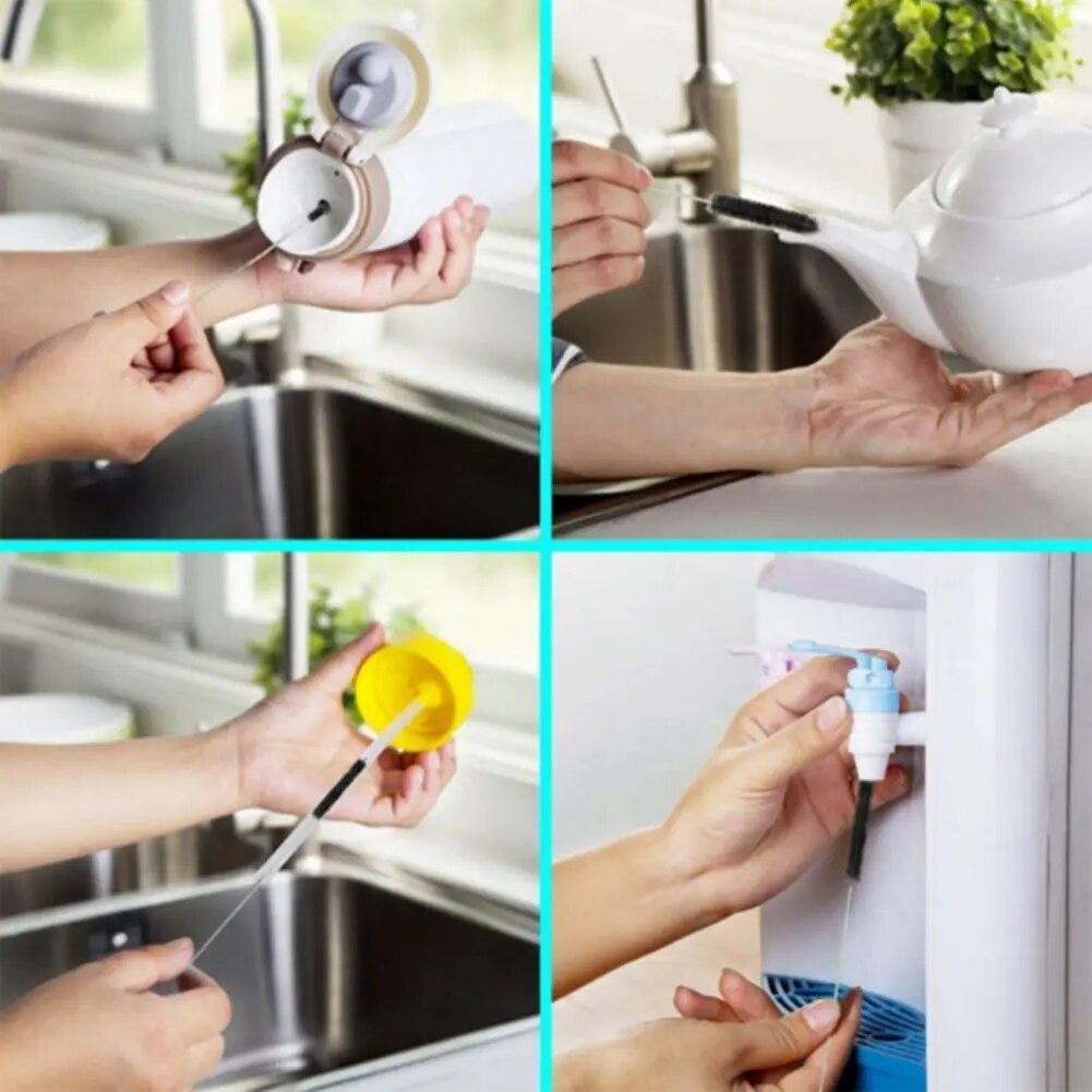 10 шт., щетка для чистки труб из нержавеющей стали, стекла, нейлона, щетка для очистки питьевой трубки, щетка для труб, многоразовые инструменты для чистки