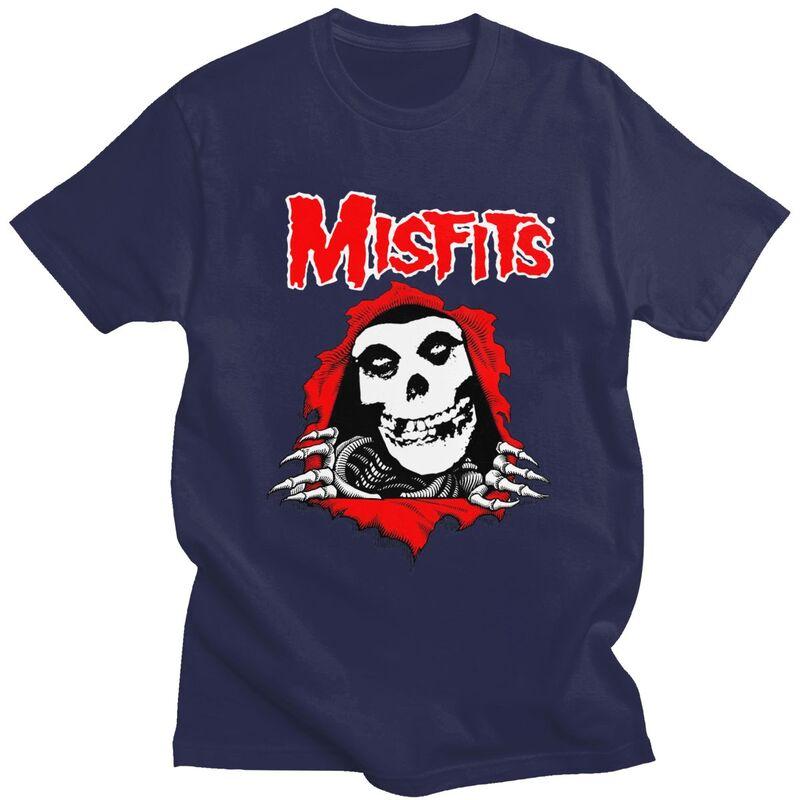 Мужские футболки на заказ в стиле Хоррор Панк Рок Misfits с черепом, футболки из чистого хлопка, футболки с коротким рукавом