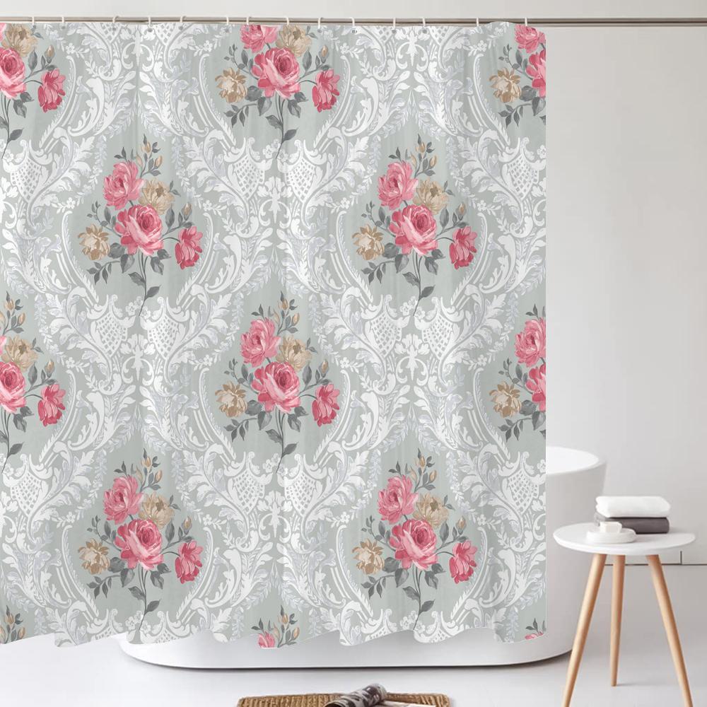 Watercolour FlowersLeaves Shower Curtain Morden Art Floral Waterproof Fabric Bathroom Curtains Room Decor Curtain With Hooks