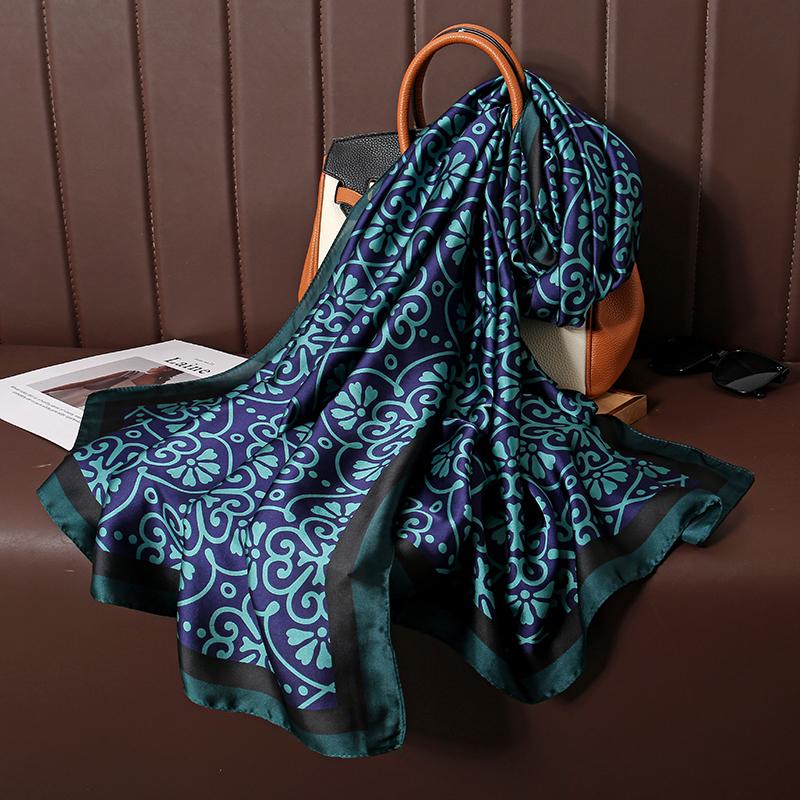 Design Satin Silk Shawl Hijab Scarf Women Fashion Summer Sunscreen Beach Stole Wraps Bufanda Female Headkerchief Echarpe New